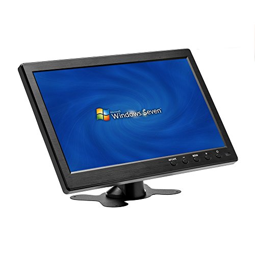 10 Inch Small HDMI Monitor Portable CCTV Monitors 1280x600 with BNC, AVI, VGA, HDMI Input Cable, Remote Control, Built-in Speakers, for PC, CCTV, Security Camera, Raspberry Pi, X-Box