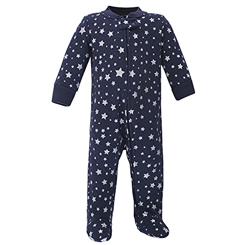 Uni   Premium Quilted Zipper Sleep and Play, Metallic Stars, 0-3 Months