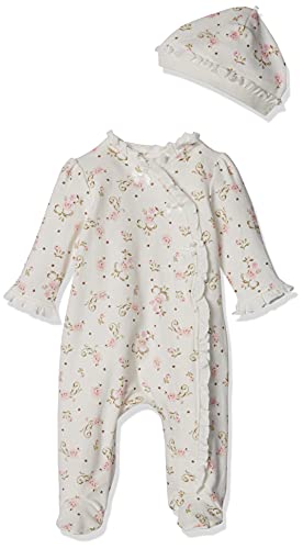 Baby Girls' Footie and Hat, Ivory Print, Preemie