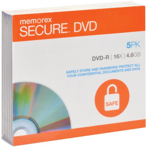 98967 Secure DVD-Rs with AES 256-Bit Software Encryption (5 Pack)
