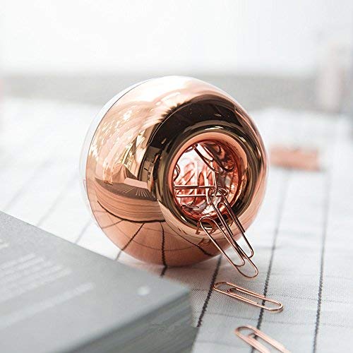 Round Rose Gold Paper Clips in Holder, 100 Pack