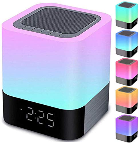 Night Light Bluetooth Speaker with Alarm and Touch Control