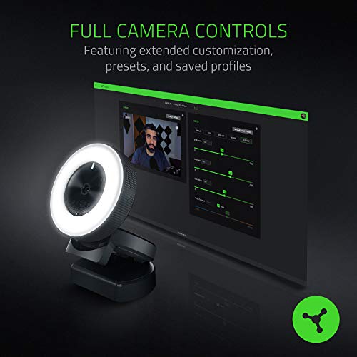 Kiyo Streaming Webcam: Full HD 1080p 30 FPS / 720p 60 FPS - Ring Light w/Adjustable Brightness - Built-in Microphone - Autofocus - Works with Zoom/Teams/Skype for Conferencing and Video Calling