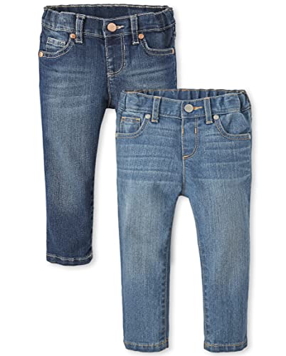 girls And Toddler Basic Skinny Jeans, Blues Wash/True Indigo 2 Pack, 18-24 Months US