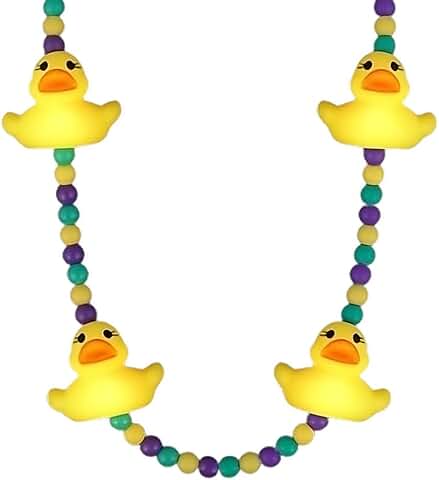 Light-up rubber duck charm beaded necklace