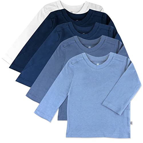 Baby 5-Pack  Cotton Long Sleeve T-Shirts, Ombre Blues, 5T