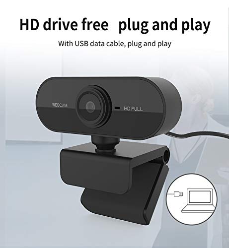 Full HD 1080P Webcam, with Noise Reduction Microphone, Plug and Play USB Webcam, Live Streaming Camera, for Laptop/PC/Mac, Online Learning, Video Calling and Conferencing