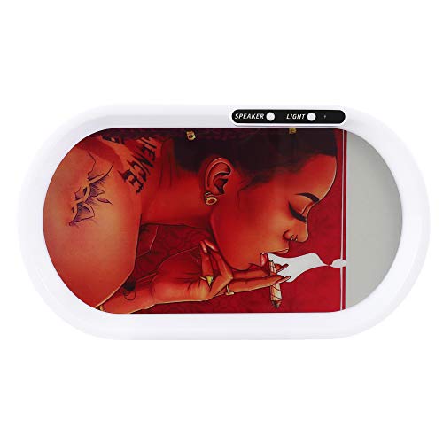 Bluetooth Speaker LED Rolling Glow Light Up Tray - 7 Colors Party Mode Rechargeable, Lights with Music, Fashionable Pattern Finish with Smooth Rounded Edges - Hot Girl