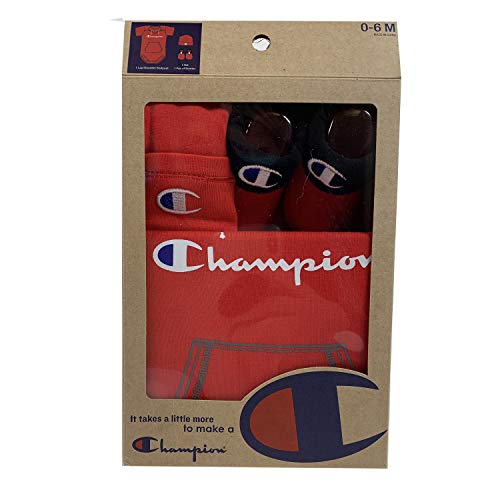 Baby Print Infant 3-pc Box Includes a Body Suit, a hat and Pair of Booties in Multiple Colors, Faux Sweat-Red 620, 0-6 Months