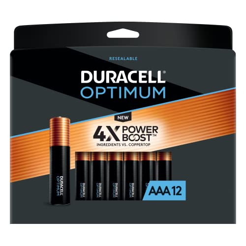 Optimum AAA Batteries, 12 Count Pack Triple A Battery with Long-lasting Power, Resealable Package for Storage, All-Purpose Alkaline AAA Battery for Household and Office Devices