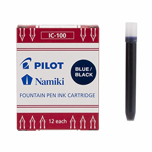Blue and black fountain pen ink cartridges, 12-pack