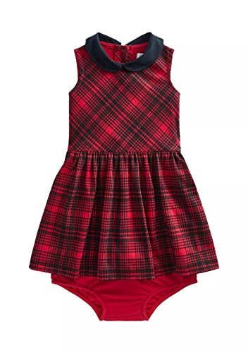 Baby Girls Plaid Ponte Dress & Bloomer 2 Piece Set (3 Months, Red(3001)/B)