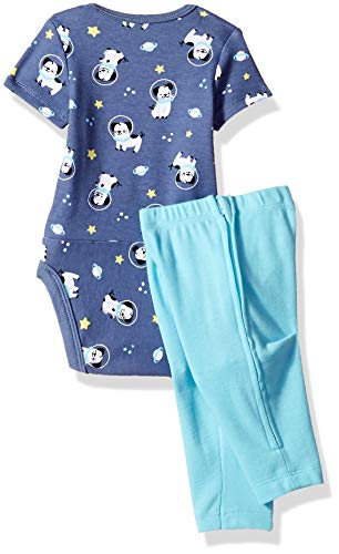Ultimate Baby Zippin Pants and Knit Hoodie with Short Sleeve Bodysuit Set, Blue Space, 0-6 Months