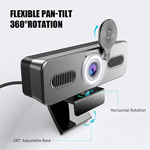 A9C FHD Webcam 1080P, Webcam with Microphone and Ring Light, Adjustable Brightness, Streaming Web Camera with Privacy Cover Tripod for PC Mac Zoom Video,Gaming,Laptop (Webcam+TypeC Adapter)
