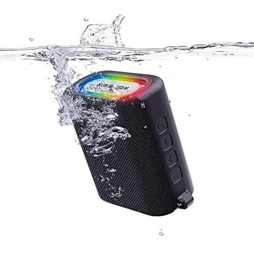 Bluetooth Speakers Waterproof IPX7 with Lights, Upgraded 10W Portable Wireless Loud Stereo, 30H Long Playtime, Built-in Mic, TWS/FM Radio, AUX/USB/TF Input for Home, Outdoor, Party