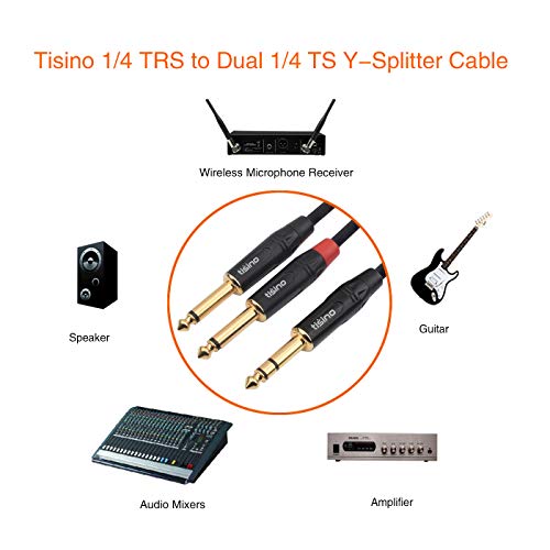 1/4 inch TRS Stereo to Dual 1/4 inch TS Mono Insert Cable Y-Splitter Stereo Breakout Cable Patch Cord - 10 feet