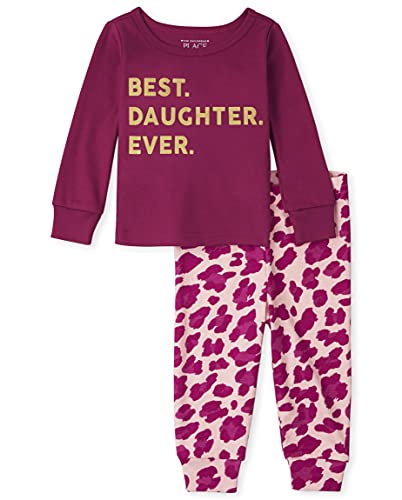 Baby and Toddler Girls Best Daughter Snug Fit Cotton Pajamas, Freesia Frost, 12-18 Months