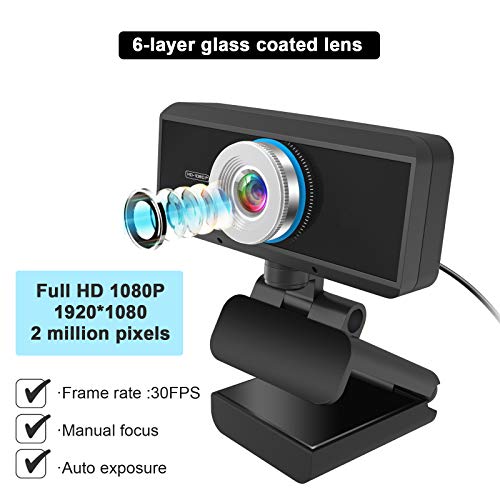 Webcam With Microphone For Desktop, TURE HD 1080p Streaming USB Web Cam With Cover, Computer Web Camera With Mic For Laptop, TV, Mac, Windows, Zoom With Tripod Stand