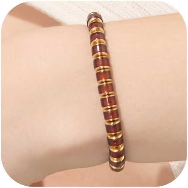 Natural Blood Red Amber Bracelet with Gold Finish