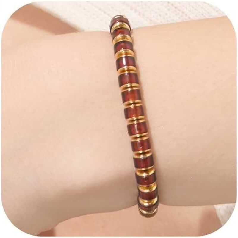 Natural Blood Red Amber Bracelet with Gold Finish