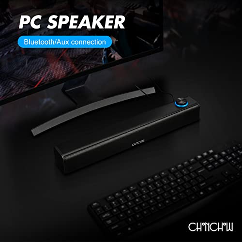 Bluetooth Speaker Soundbar with AUX Input USB Powered 2.0 Stereo Big Sound Bass Desktop Wireless BT Compatible with Desktop,PC,Laptop,Tablet,iPad,iMac,iPhone(Black)