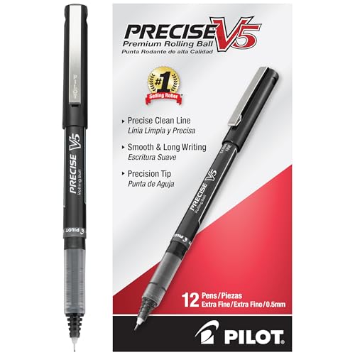 Pack of 12 Extra Fine Black Rollerball Pens