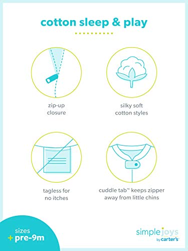 Baby Boys' Cotton Footless Sleep and Play, Pack of 2, Light Blue, Dinosaur/Stripe, 3-6 Months