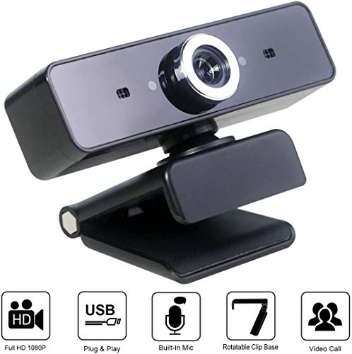 1080P Full HD Webcam with Microphone - 2020 [Upgraded] USB Computer Camera 12 Million Pixel & Built-in Microphone Clip On Computer Laptop Desktop for Conference Video Calling Remote Teaching