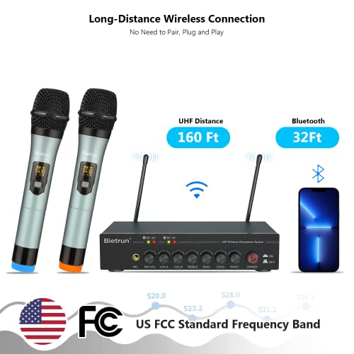 Bluetooth Karaoke Machine for Adults Kids with Wireless Microphones System, RMS 200W to 650W Peak Power, Cool LED DJ Lights, Dual 8" Subwoofer, Party Speaker with Aux/1/4''Mic/TF Card/USB/FM/Remote