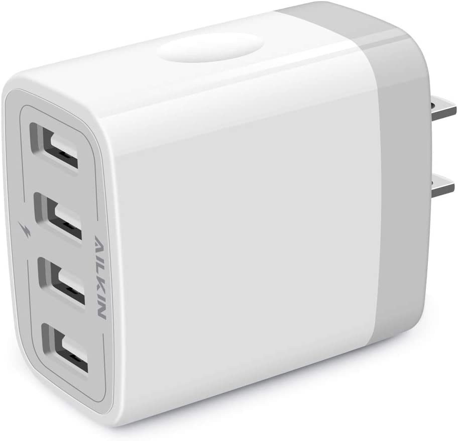 USB Charger Cube, Wall Charger Plug, 4.8A 4-Muti Port USB Adapter Power Plug Charging Station Box Base Replacement for iPhone 14 13 12 11 Pro Max/X/8/7, iPad, Samsung Phones USB Charging Block