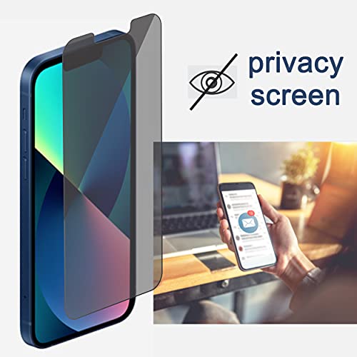 Privacy Screen Protector Compatible with iPhone 14/iPhone 13/iPhone 13 Pro [6.1 Inch] 2 Pack Anti Spy Private Tempered Glass Anti-Scratch Case Friendly [Black] [Not for iPhone 13 Pro Max]