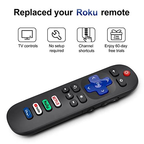 (Pack of 2) Replaced Remote Control for Roku TV, Compatible for TCL Roku/Hisense Roku/Onn Roku/Sharp Roku/Element Roku/Westinghouse Roku/Philips Roku/Insignia Roku/Jvc Roku/RCA Roku Series Smart TVs