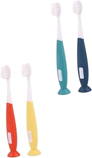 Set of four soft-bristle toothbrushes with cartoon designs