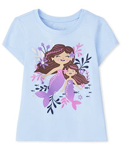 baby girls  and Toddler Short Sleeve Graphic T-shirt T Shirt, Mermaid, 12-18 Months US