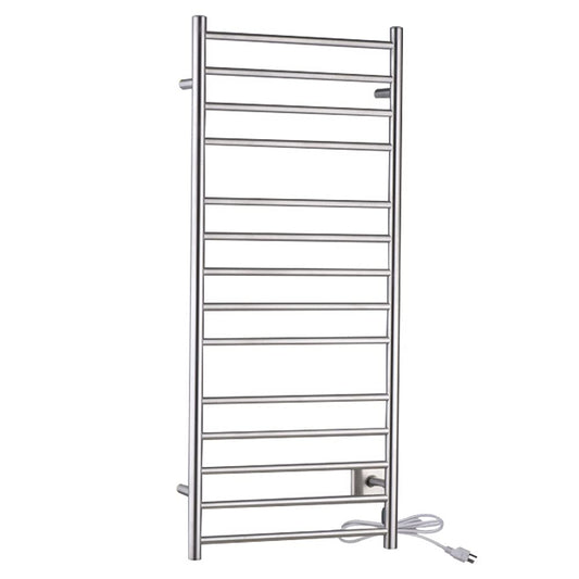 Elgon 14-Bar Stainless Steel Wall Mounted Towel Warmer Rack in Brushed Nickel  160W Quick Warming ETL Tower Heater Rail  Hardwired Plug-in Towel Dryer  TW-WM105BN