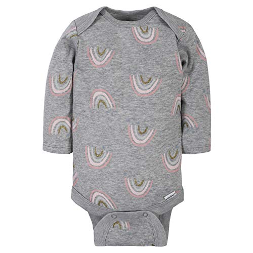 Baby Girls' 6-Pack Long-Sleeve Onesies Bodysuits, Bear Pink, 0-3 Months
