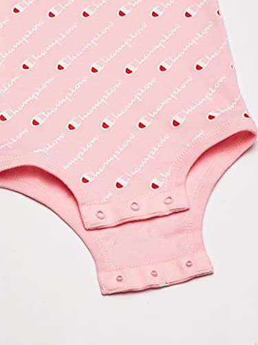 Baby Print Infant 3-pc Box Includes a Body Suit, a Bib OR Hat and Pair of Booties in Multiple Colors, All Over Script-Pink 682, 0-6 Months