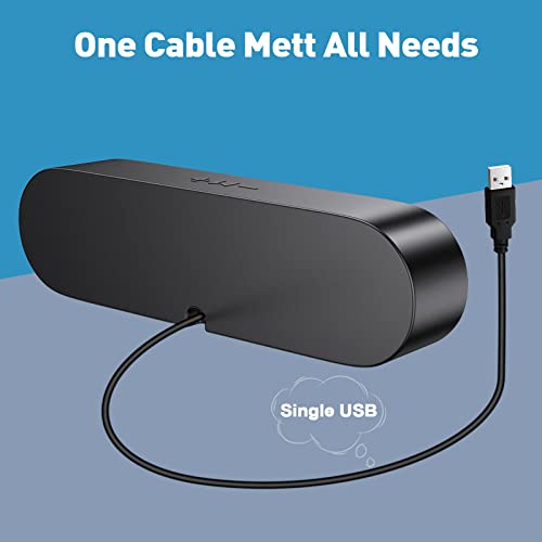Dual 5W Single USB Computer Speakers, PC Speakers for Desktop, Laptop Speakers with Crystal Clear Sound, Loud Volume, Volume Control and Mute Button(USB-C to USB Adapter Included)