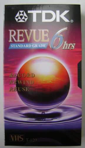 TDK T-120 Revue Standard Grade VHS Video Cassette Tape - 6 hours - Record, Rewind, Reuse