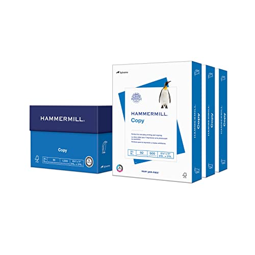 Printer Paper, 20 Lb Copy Paper, 8.5 x 11 - 3 Ream (1,500 Sheets) - 92 Bright, Made in the USA