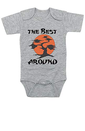 '- The Best Around - Karate Kid Inspired Baby Infant Onesie   Bodysuit - Boy   Girl  0-3 Months, Grey