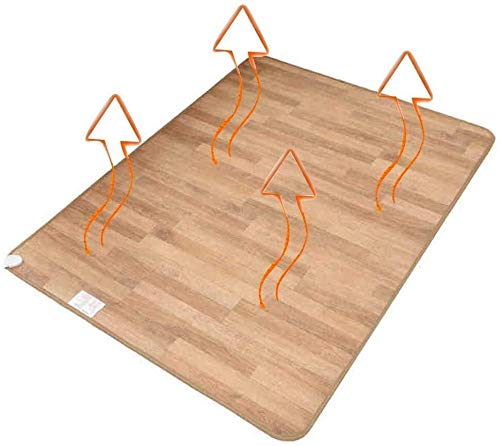 Heated Carpet Foot Warmer Feet, Electric Floor Rug Wood Stripe Carbon Crystal Heating Pads, Warming Heater in Winter 95 Color  B, Size  5035CM/19.6x13.7)