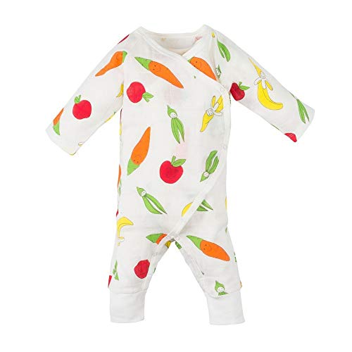 Baby Muslin Side Snap Kimono Fruit and Veggie Print  Cotton (0-3m)
