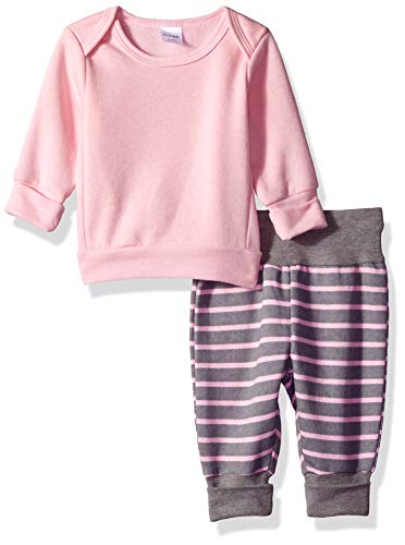 baby-girls Ultimate Flexy Adjustable Fit Jogger With Sweatshirt Layette Set, Light Pink Stripe, 12-18 Months US