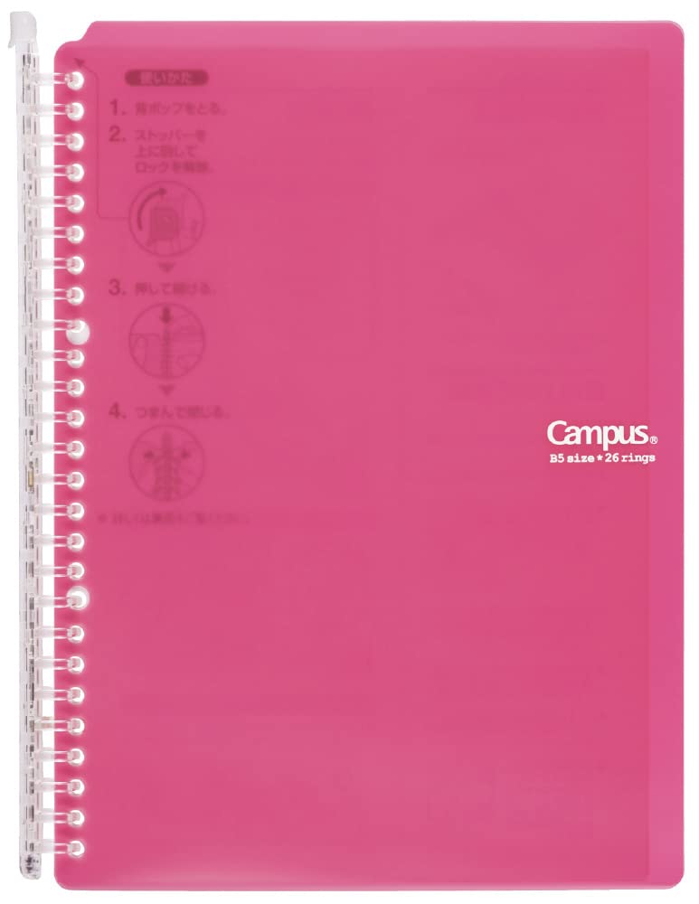 Pink B5 Ring Binder with Loose-Leaf Paper