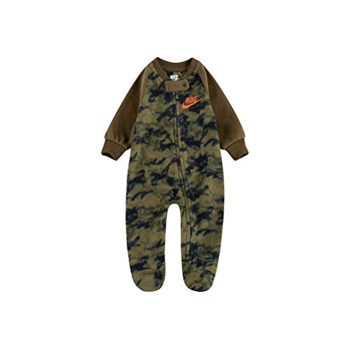 Baby`s Camo Microfleece Full Zip Footed Coverall (MediumOlive(56G842-E6F)/Orange, 0-3 Months)