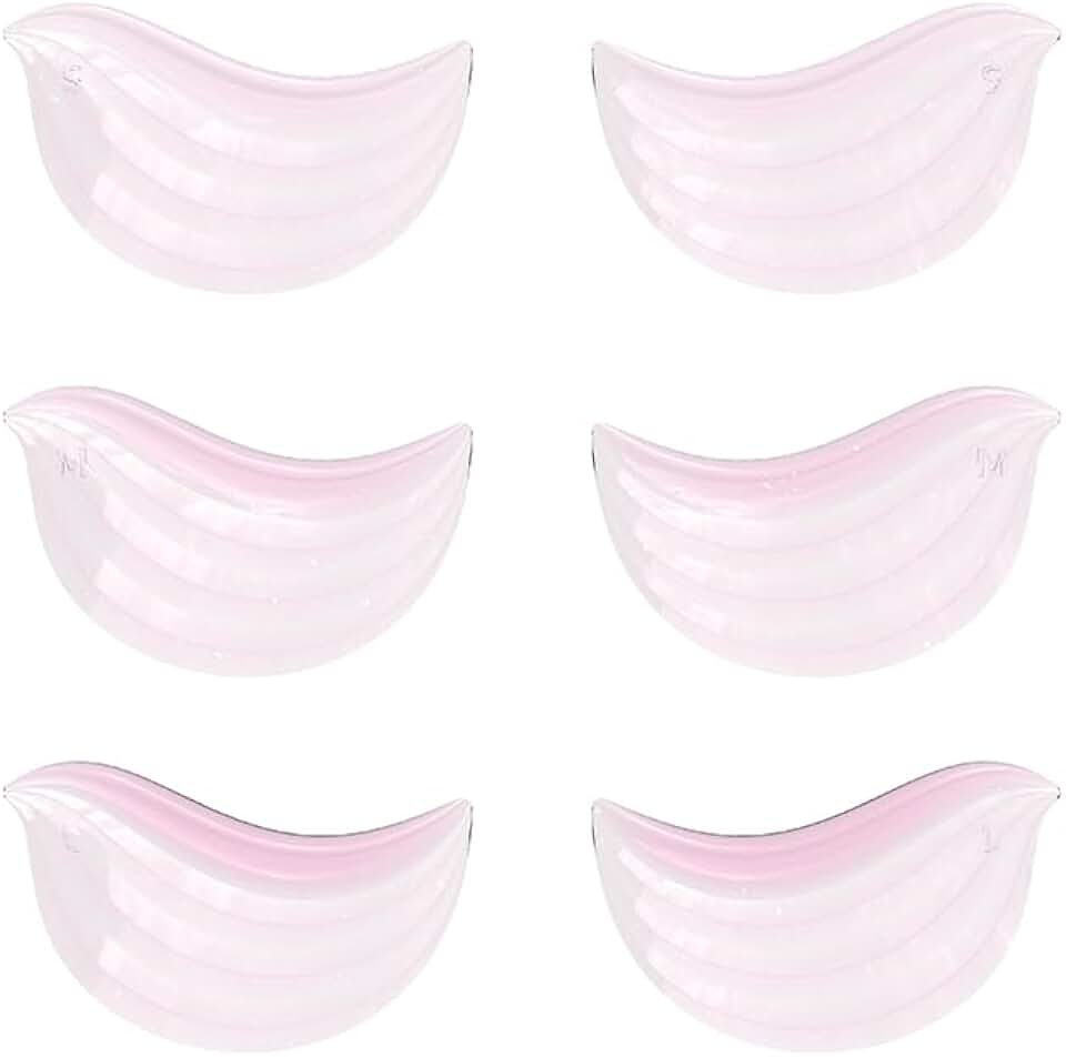 Bird-shaped eyelash perming lift pads in three sizes