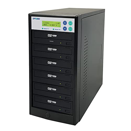 1 to 5 24X Burner M-Disc Support CD DVD Duplicator - Standalone Copier Duplication Tower (OPTO-S5T-DVD-BK)