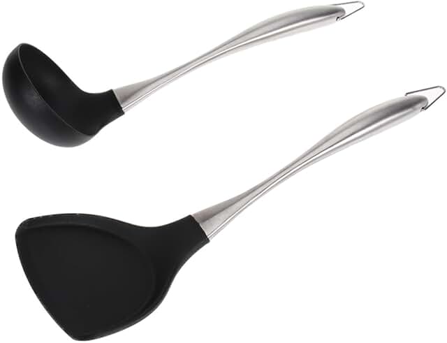 2-Piece Stainless Steel Wok Spatula and Spoon Set