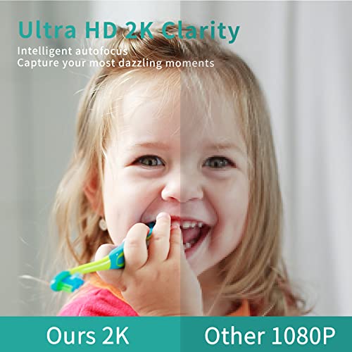 Webcam with Microphone and Speaker, HD 2K Web Camera for Laptop Desktop Computer PC,Portable USB Web Camera with Privacy Cover,Streaming Web Cam for Recording, Conferencing, Calling (Black)